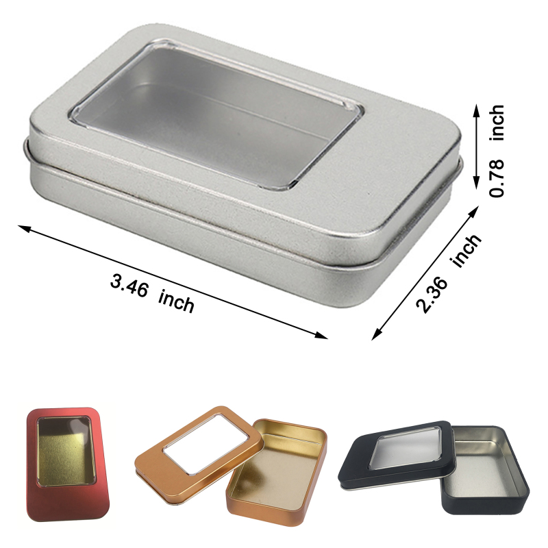 Rectangular Storage Iron Box with PVC Window