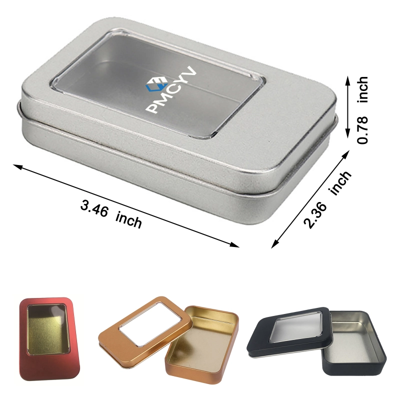 Rectangular Storage Iron Box with PVC Window