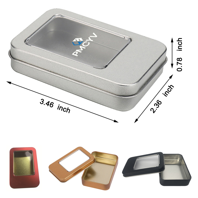 Rectangular Storage Iron Box with PVC Window