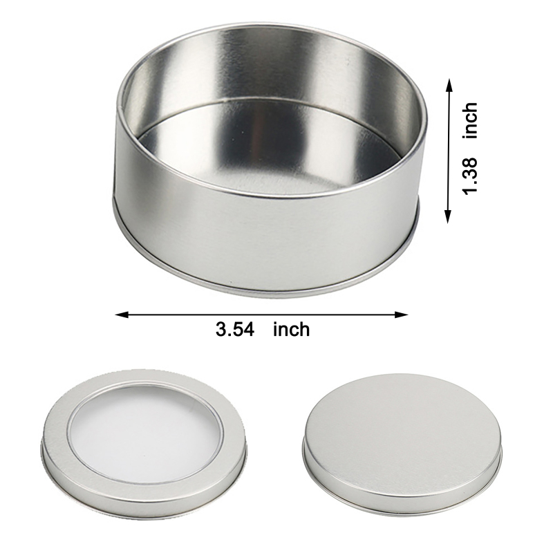 Circular Storage Iron Box with PVC Window