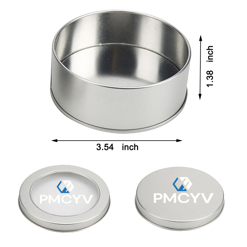 Circular Storage Iron Box with PVC Window