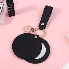 Soft Touch PU Folding Pocket Mirror with Cover
