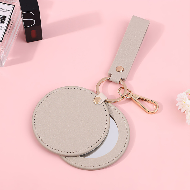 Soft Touch PU Folding Pocket Mirror with Cover