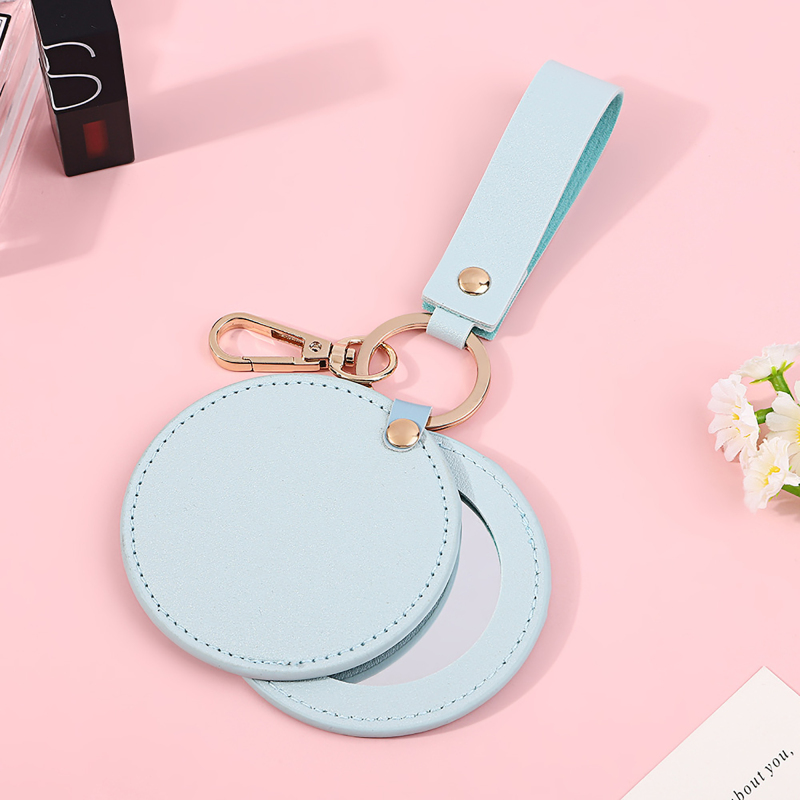 Soft Touch PU Folding Pocket Mirror with Cover