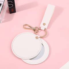 Soft Touch PU Folding Pocket Mirror with Cover