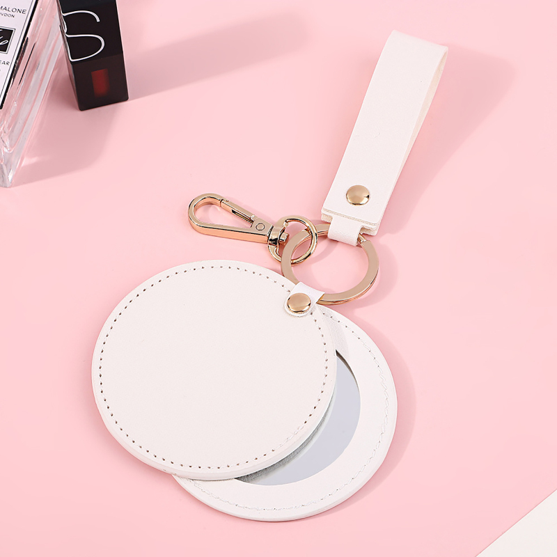 Soft Touch PU Folding Pocket Mirror with Cover