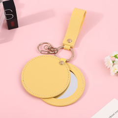 Soft Touch PU Folding Pocket Mirror with Cover