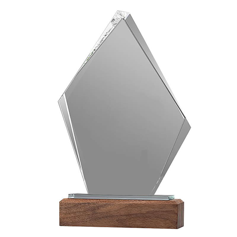 Diamond Acrylic Trophie with Walnut Base