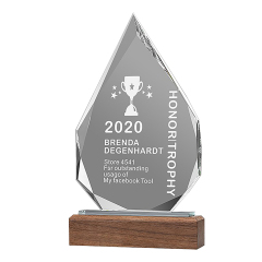Water Drop Acrylic Trophie with Walnut Base