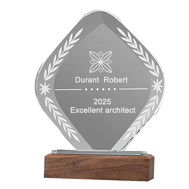 Transparent Acrylic Trophie with Walnut Base