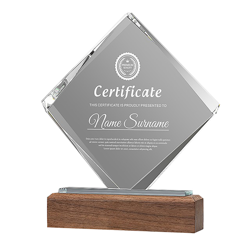 Clear Acrylic Trophie with Walnut Base