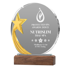 Round Acrylic Trophie with Walnut Base