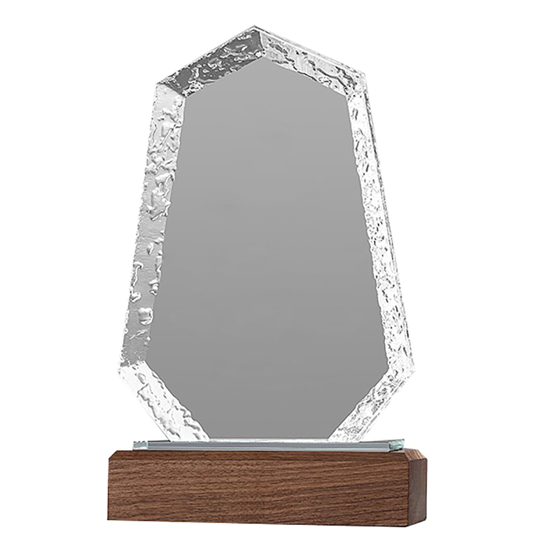 Water Mark Acrylic Trophie with Walnut Base