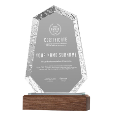 Water Mark Acrylic Trophie with Walnut Base