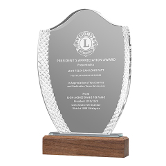 Cross Grain Acrylic Trophie with Walnut Base