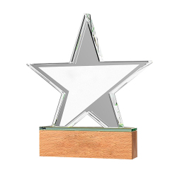 Pentagram Acrylic Trophie with Walnut Base