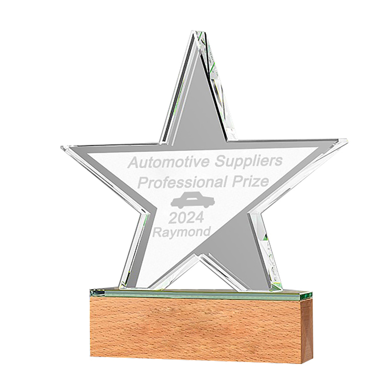 Pentagram Acrylic Trophie with Walnut Base
