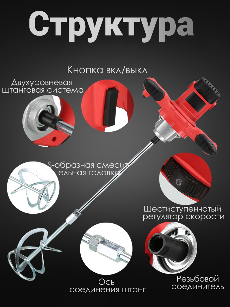 Миксер строительный электрический с венчиком