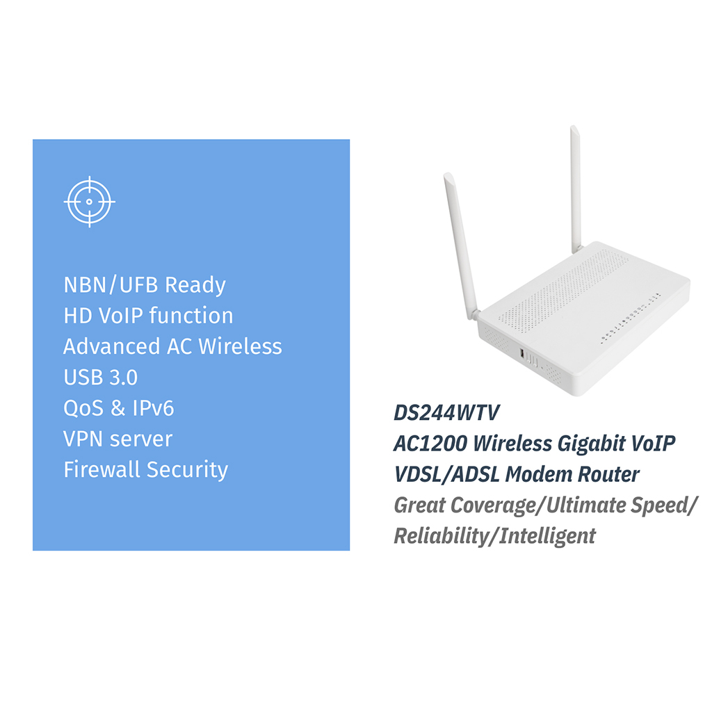 BDI AC1200 Wireless Dual Band VDSL/ADSL Modem Router with VoIP