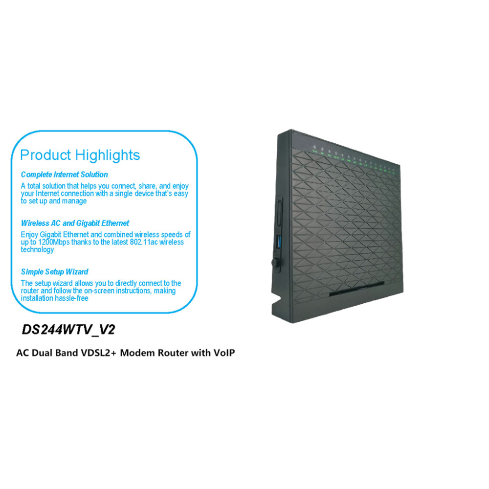 BDI AC Dual Band VDSL2+ Modem Router with VoIP