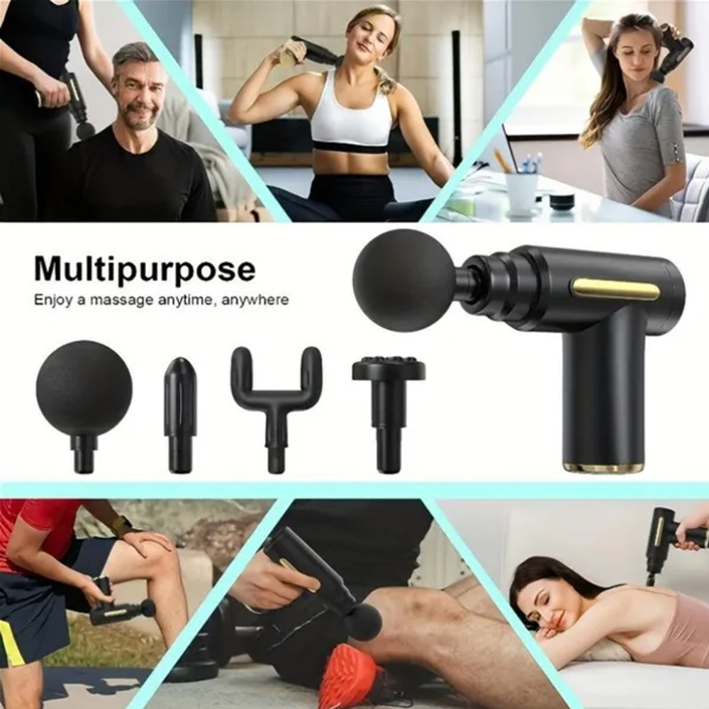 BDI Mini Massage Gun with 6 Speeds 4 Massage Heads (LCD version)