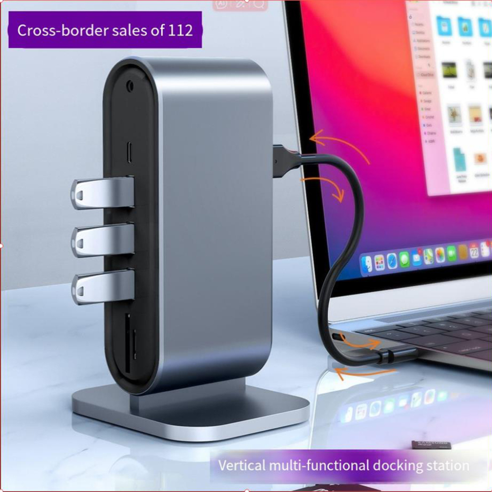 12-in-1 USB-C Hub Aluminum – HDMI 4K@30Hz, 3x USB 3.0, OTG for Laptop/Phone (5Gbps)