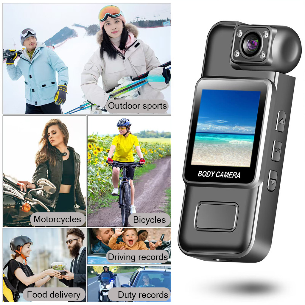4K HD Body Camera with Night Vision – 180° Rotating Lens, Motion Detection, 7-Hour Battery, Portable Security Cam