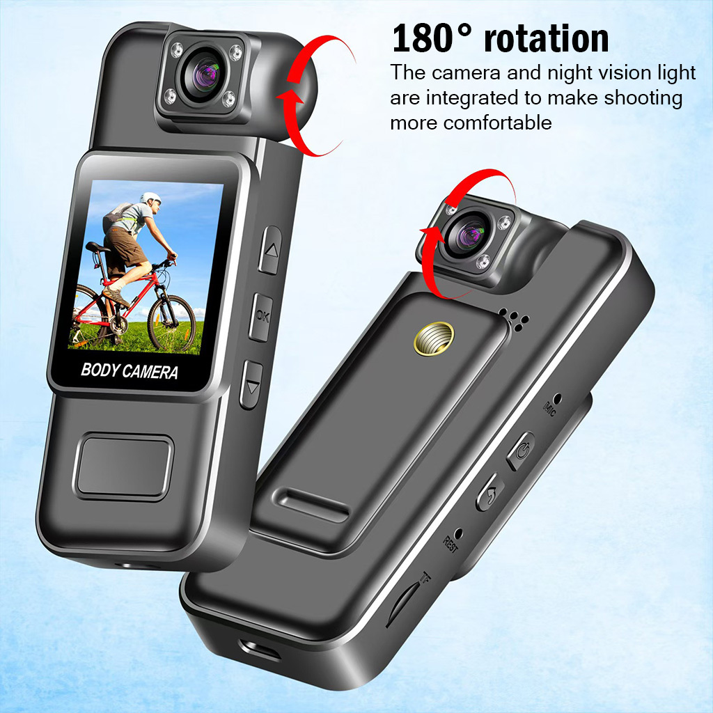 4K HD Body Camera with Night Vision – 180° Rotating Lens, Motion Detection, 7-Hour Battery, Portable Security Cam