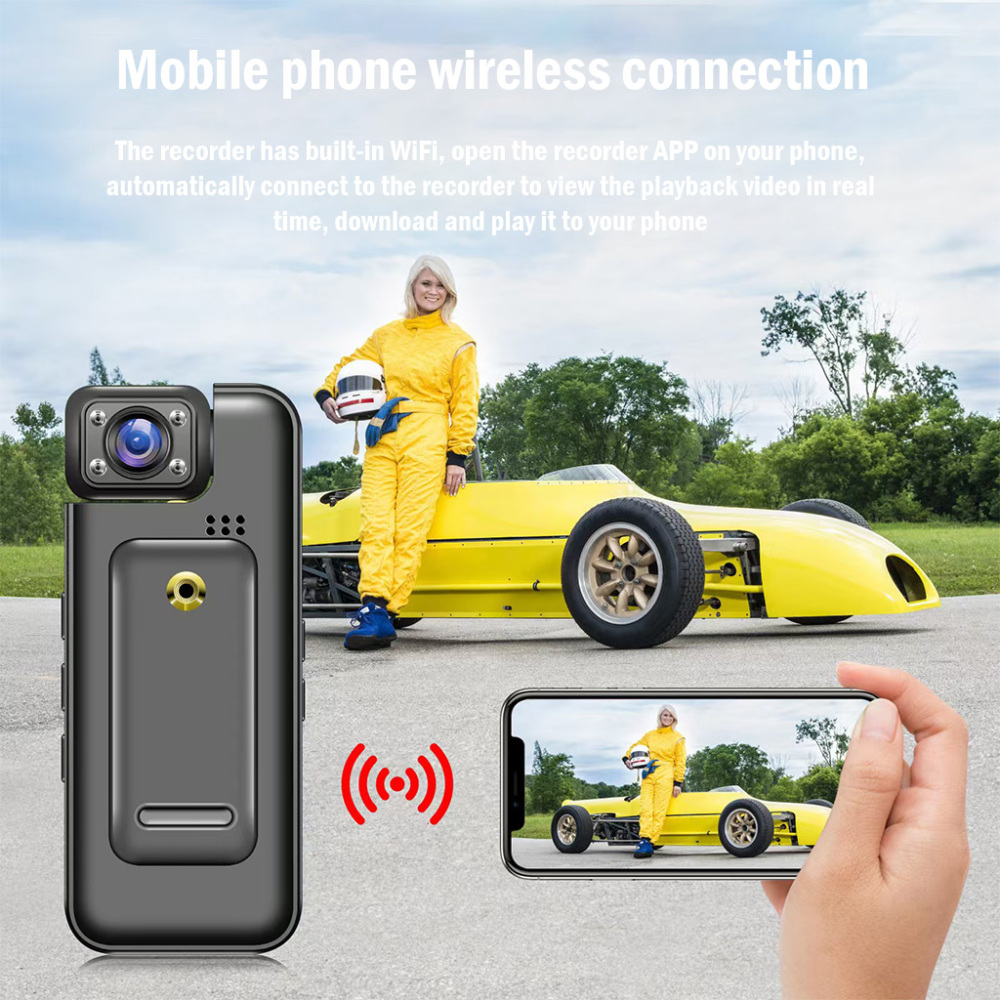 4K HD Body Camera with Night Vision – 180° Rotating Lens, Motion Detection, 7-Hour Battery, Portable Security Cam