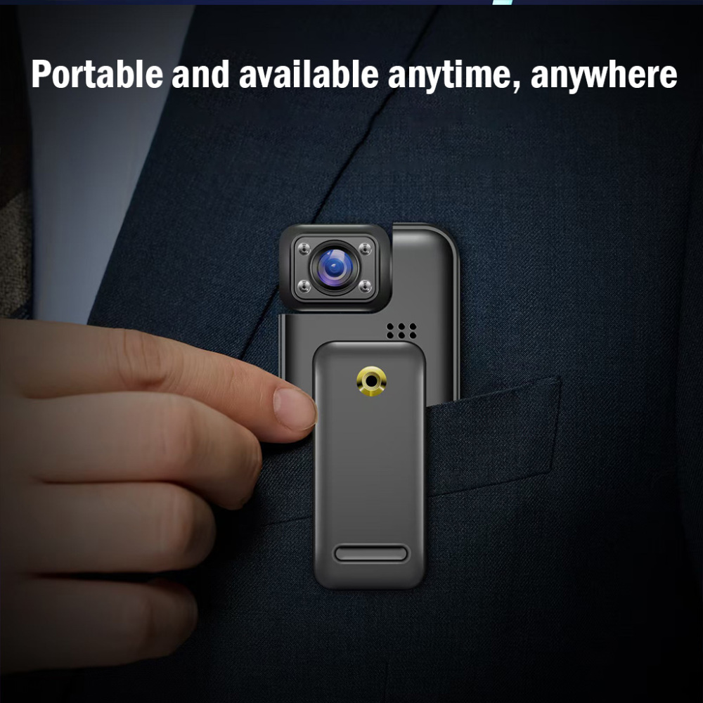 4K HD Body Camera with Night Vision – 180° Rotating Lens, Motion Detection, 7-Hour Battery, Portable Security Cam