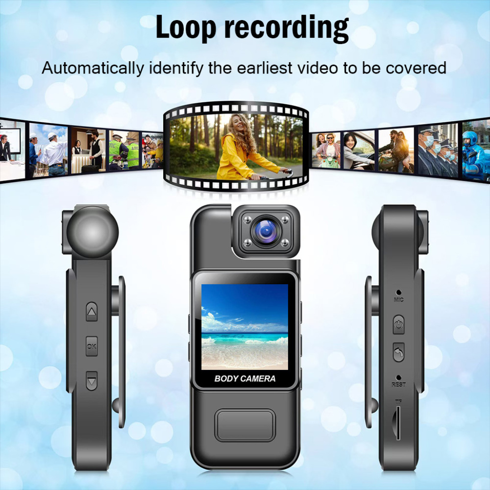 4K HD Body Camera with Night Vision – 180° Rotating Lens, Motion Detection, 7-Hour Battery, Portable Security Cam