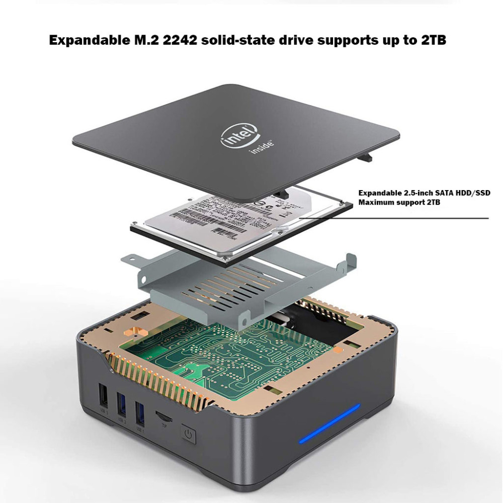 Super Mini Computer GK3PLUS-N100:4 Core N100 Processor/Three Screen Display/2TB Storage, Dual band WiFi+Rich Interfaces.