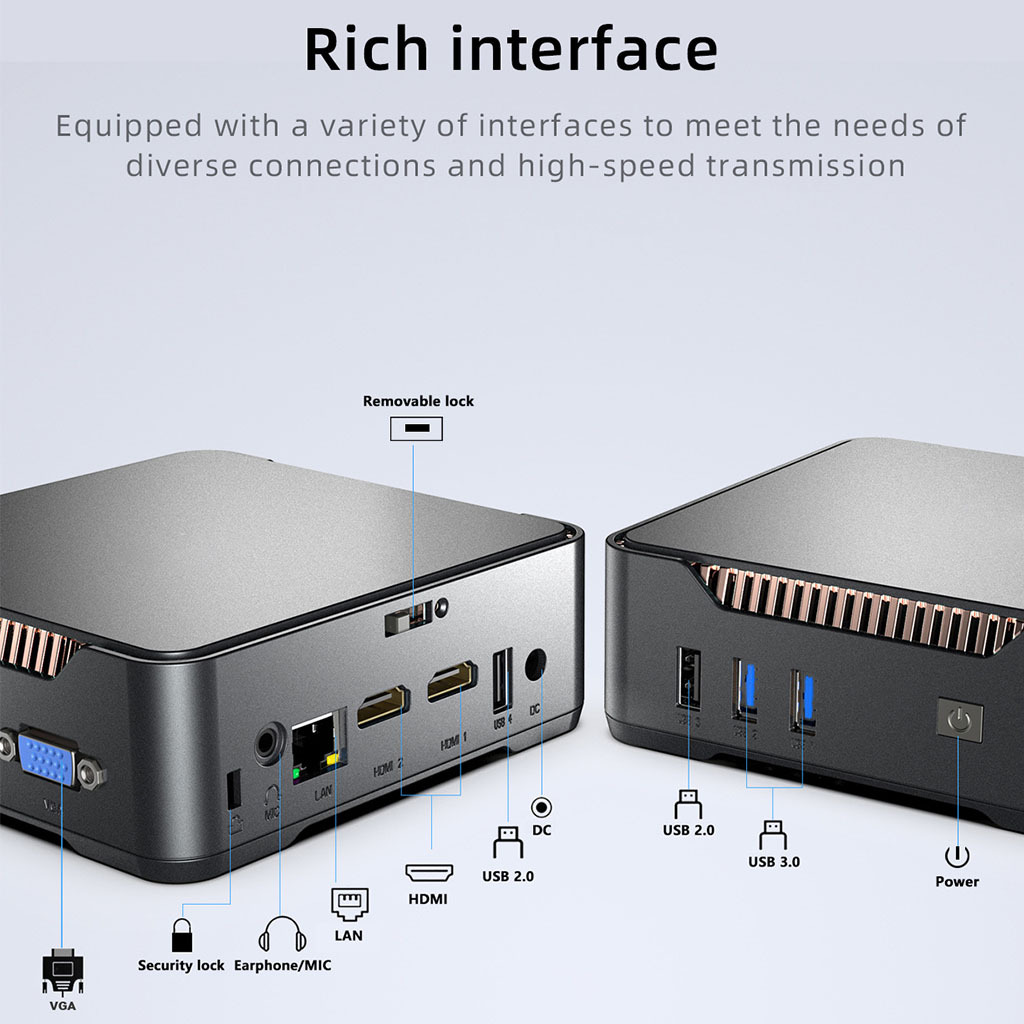 Super Mini Computer GK3PLUS-N100:4 Core N100 Processor/Three Screen Display/2TB Storage, Dual band WiFi+Rich Interfaces.