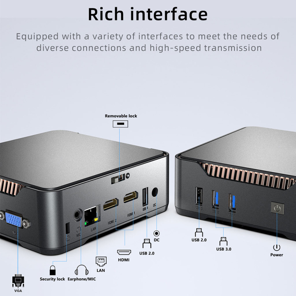Super Mini Computer GK3PLUS-N100:4 Core N100 Processor/Three Screen Display/2TB Storage, Dual band WiFi+Rich Interfaces.