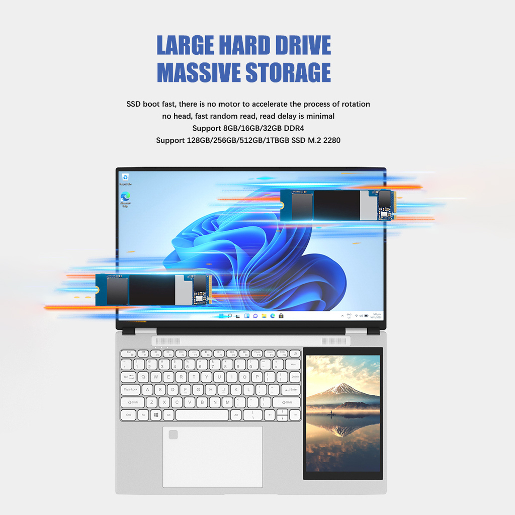 Dual screen 15.6-inch+7-inchfouchscreen business office design learning laptop