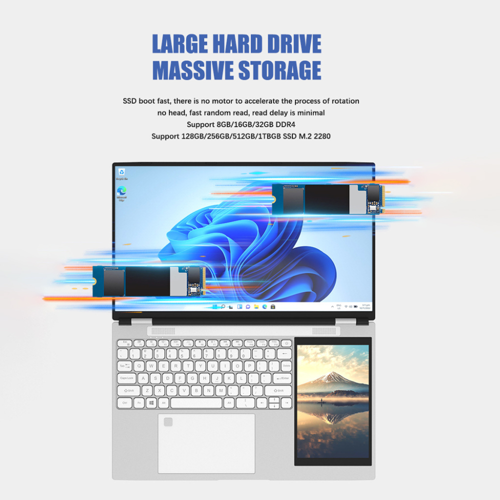 Dual screen 15.6-inch+7-inchfouchscreen business office design learning laptop