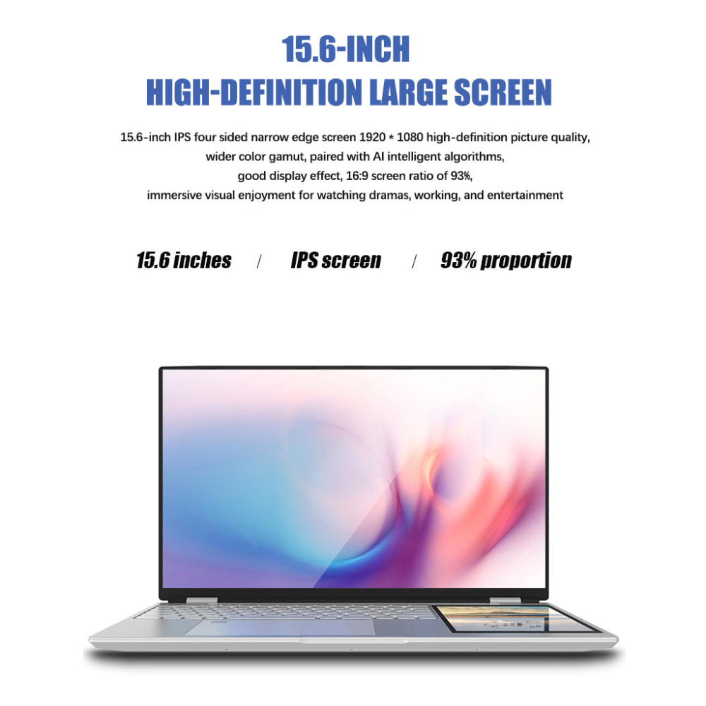 Dual screen 15.6-inch+7-inchfouchscreen business office design learning laptop
