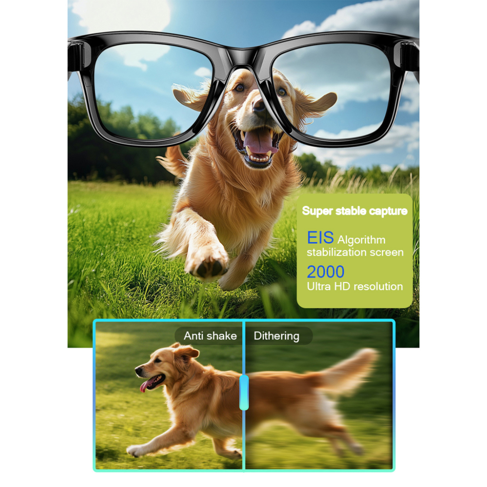 AI Smart Glasses Color Change Eye Protection 4K Anti Shake Shooting Double Microphone Noise Reduction IP65 Waterproof