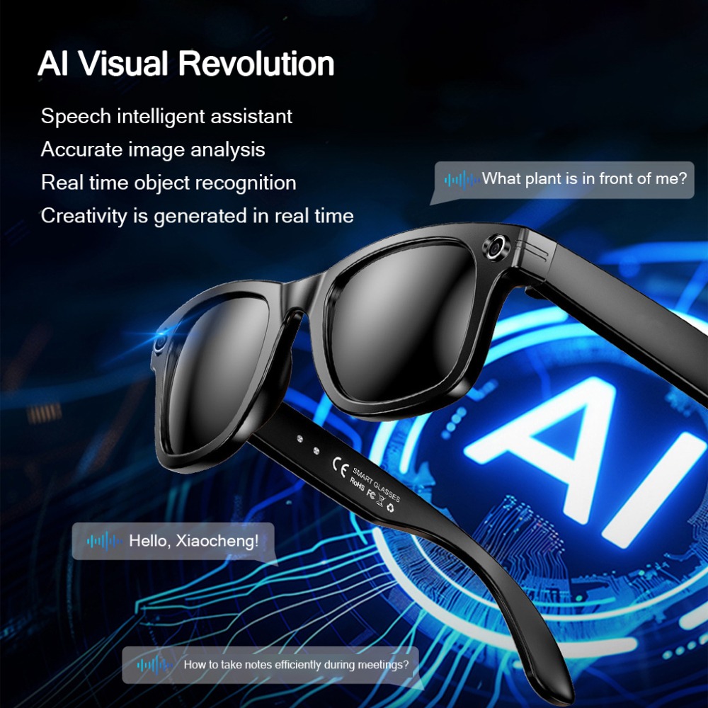 AI Smart Glasses Color Change Eye Protection 4K Anti Shake Shooting Double Microphone Noise Reduction IP65 Waterproof