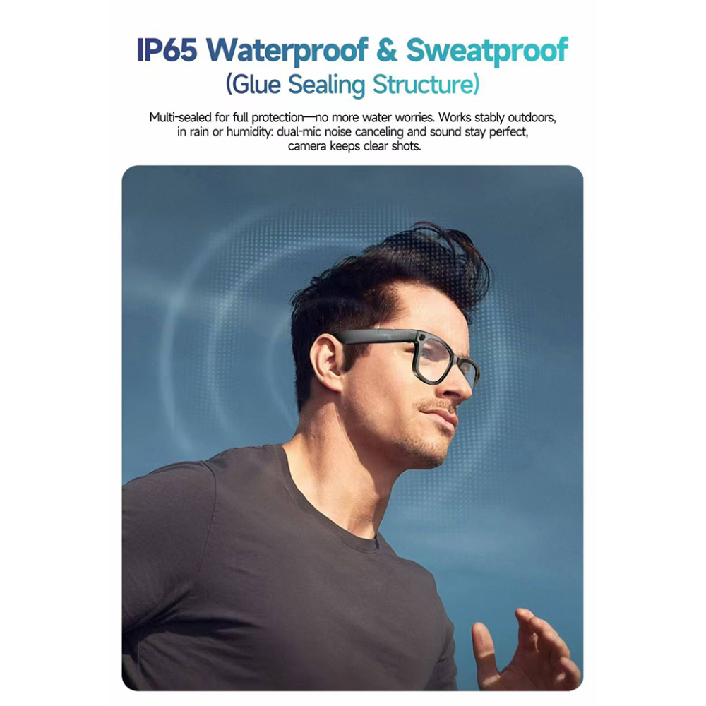 AI Smart Glasses Color Change Eye Protection 4K Anti Shake Shooting Double Microphone Noise Reduction IP65 Waterproof
