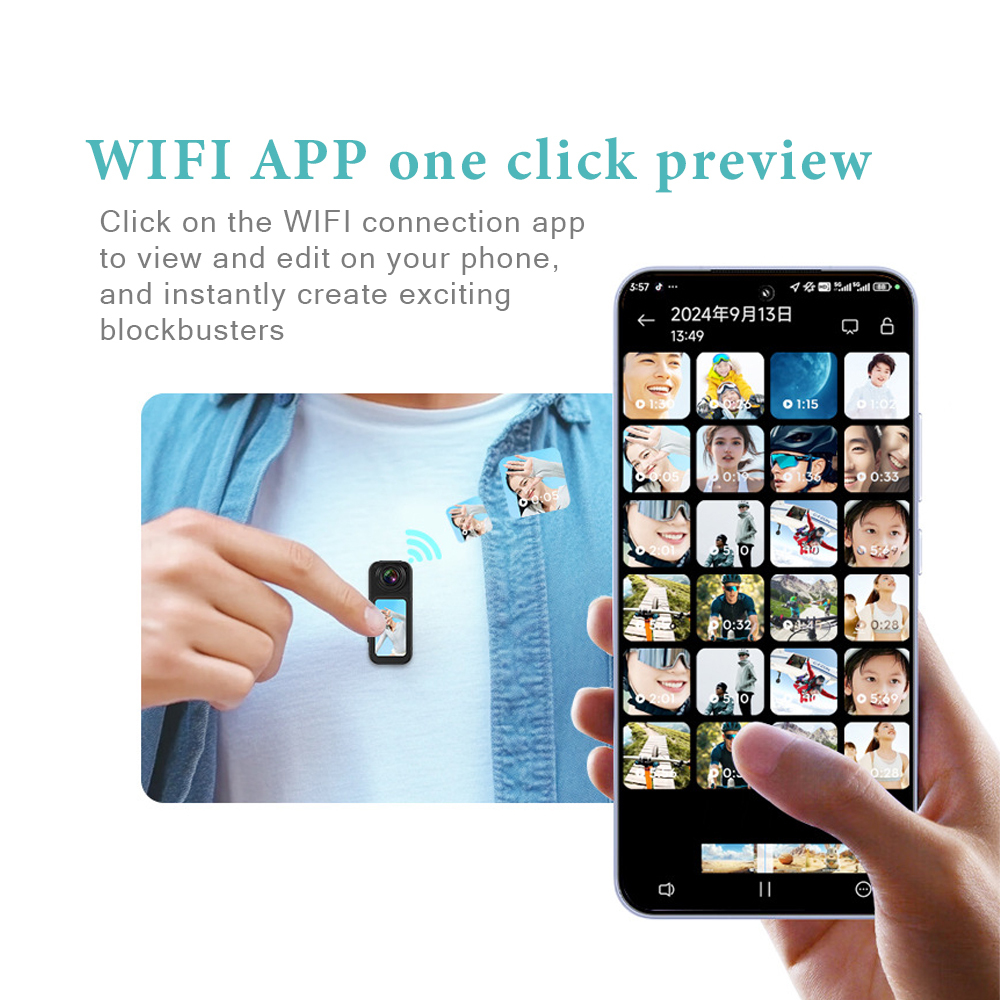 S70 Thumb Camera - 2.7K Ultra HD Mini Action Camera with 180° Rotatable Lens