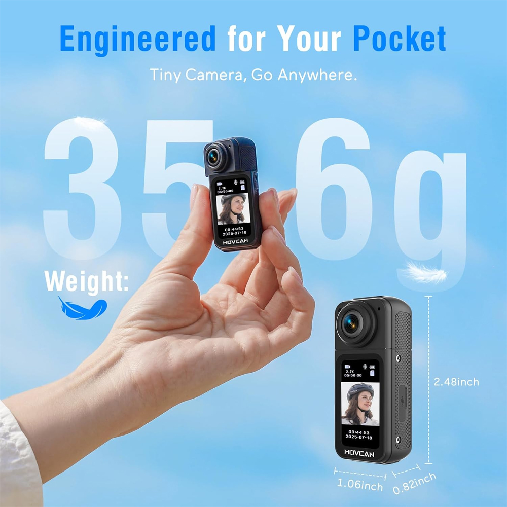 S70 Thumb Camera - 2.7K Ultra HD Mini Action Camera with 180° Rotatable Lens