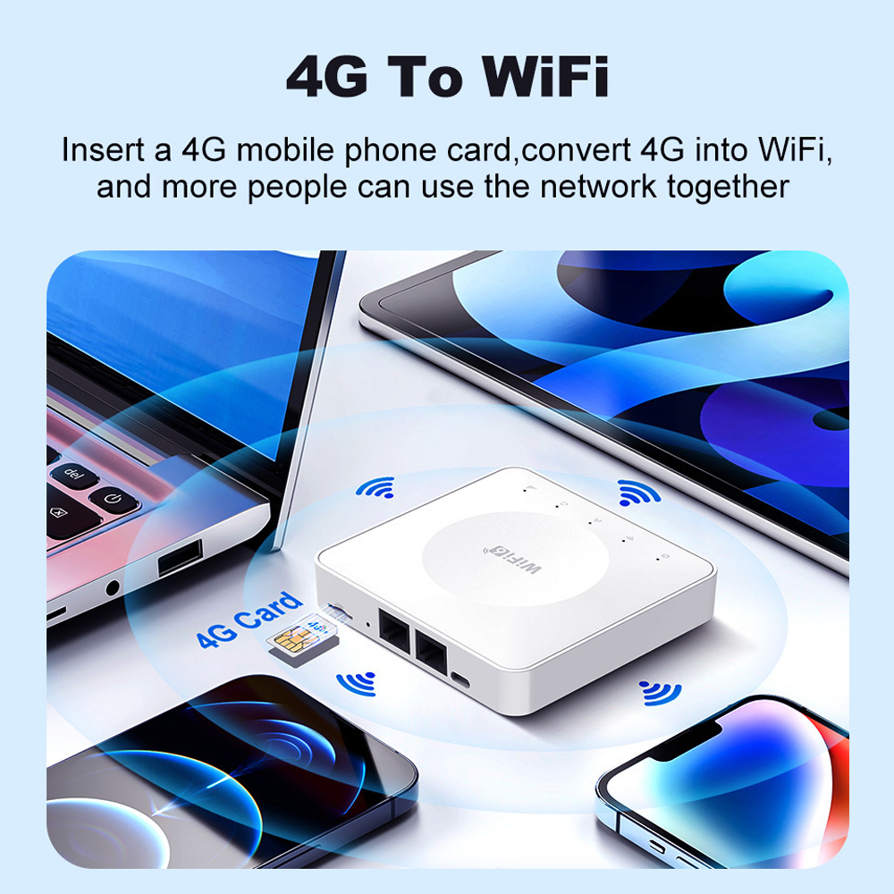 4G LTE WiFi 6 router portable SIM card hotspot 32 devices connected to dual Ethernet ports