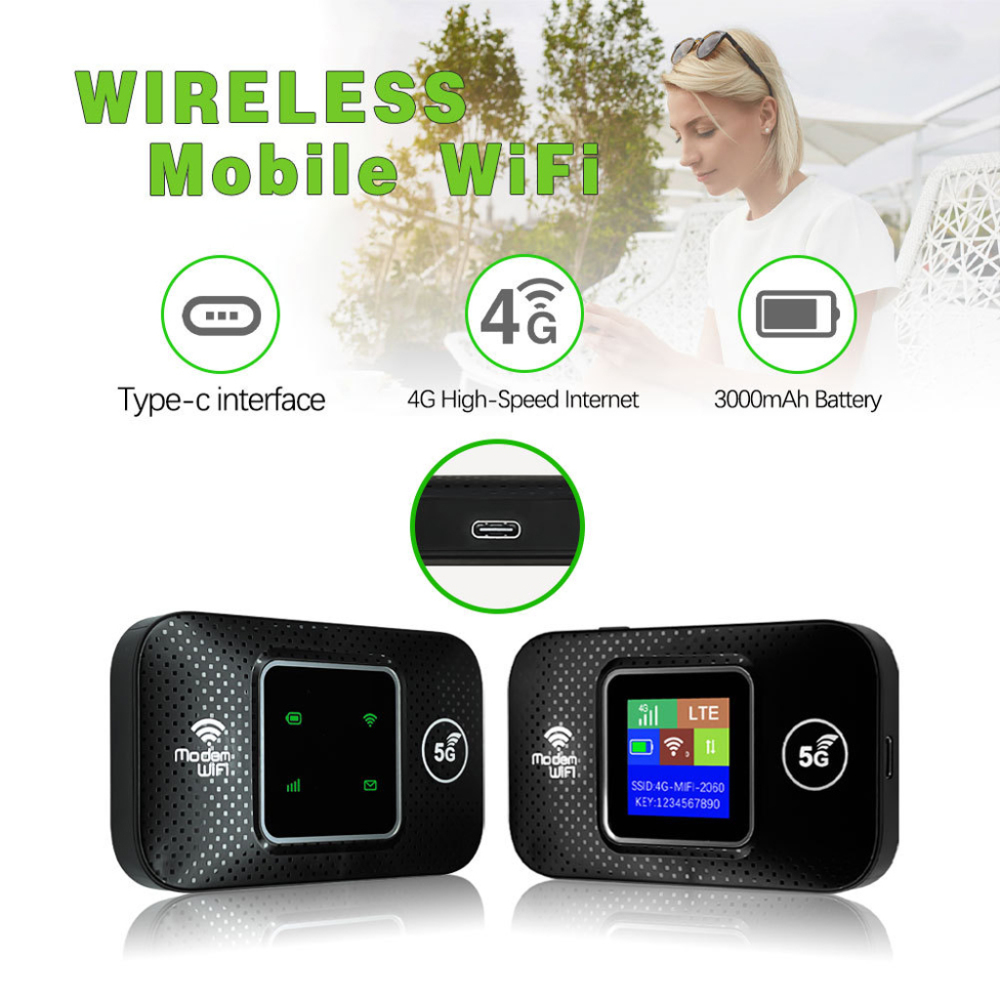4G LTE Portable Wi-Fi Hotspot 300Mbps Connect 10 Devices Plug and Play