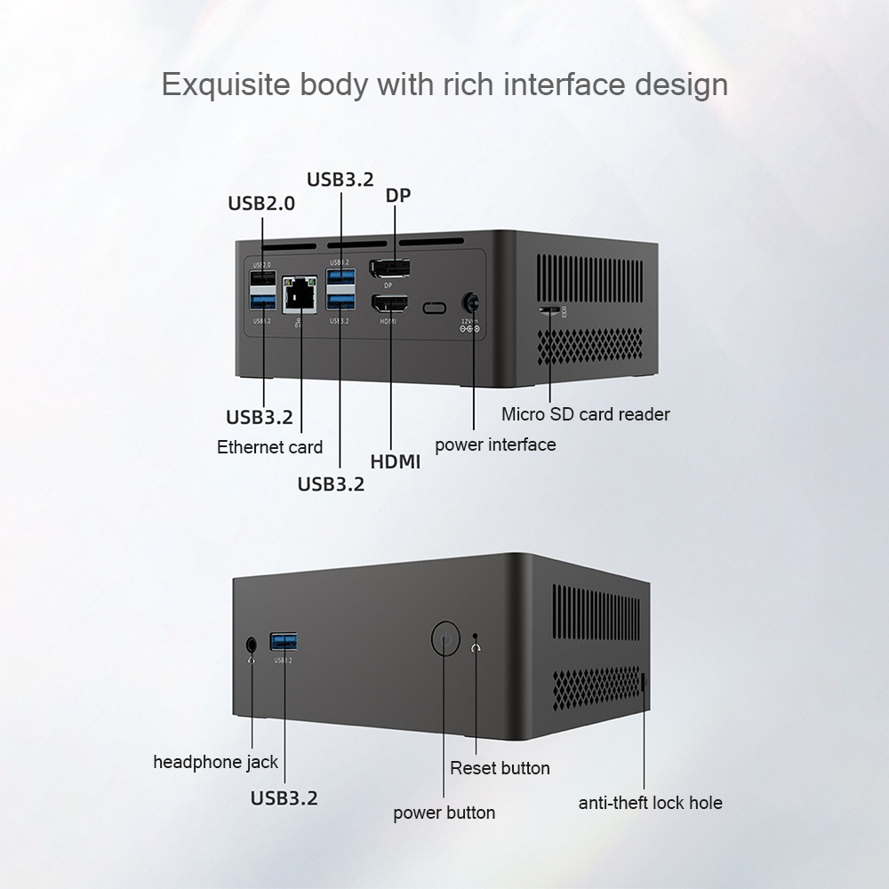 BDI Intel N100 Mini PC Dual 4K Display Tiny Computer
