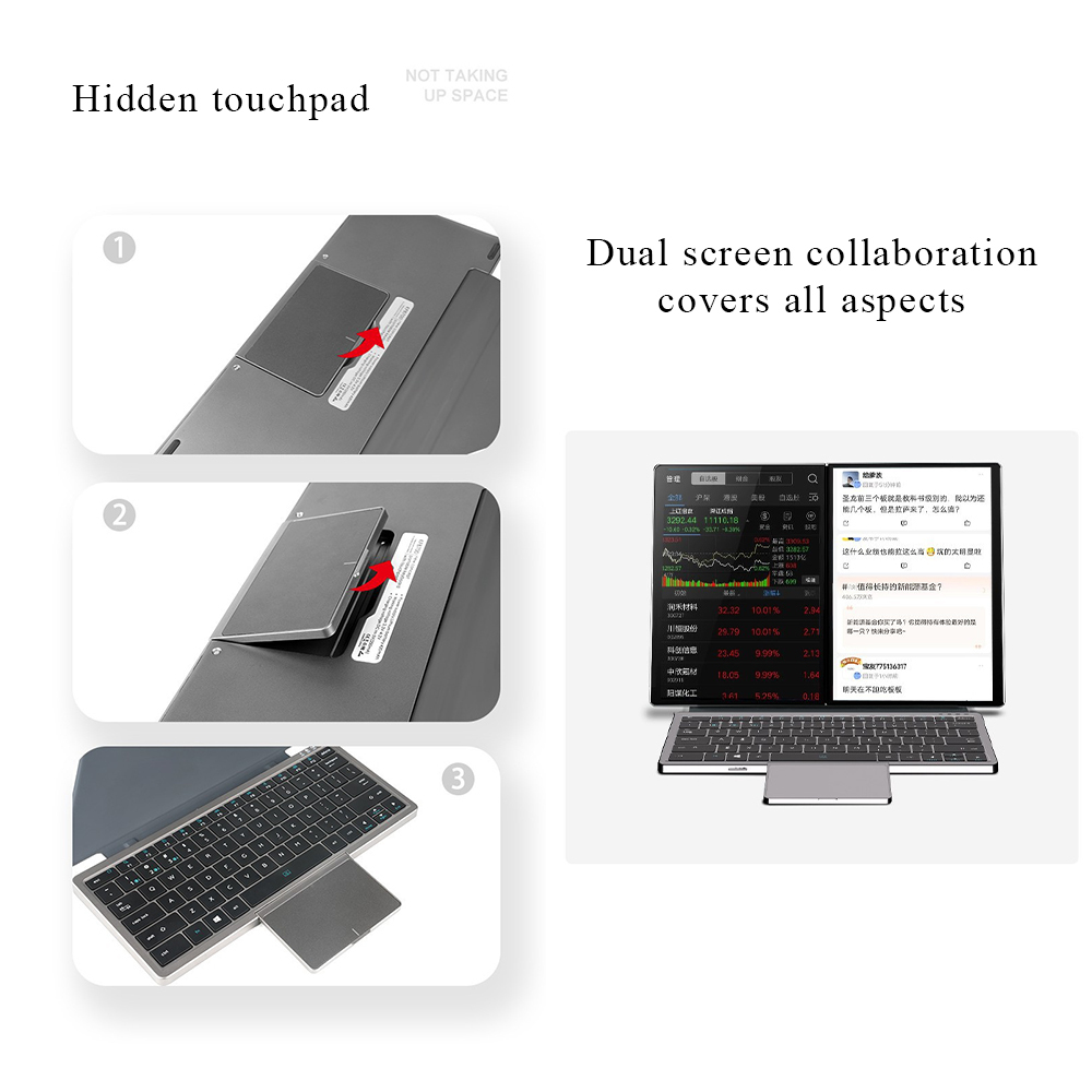 Dual Screen Laptop - 2-in-1 Foldable Portable Computer with Dual 10.95inch IPS Touchscreens