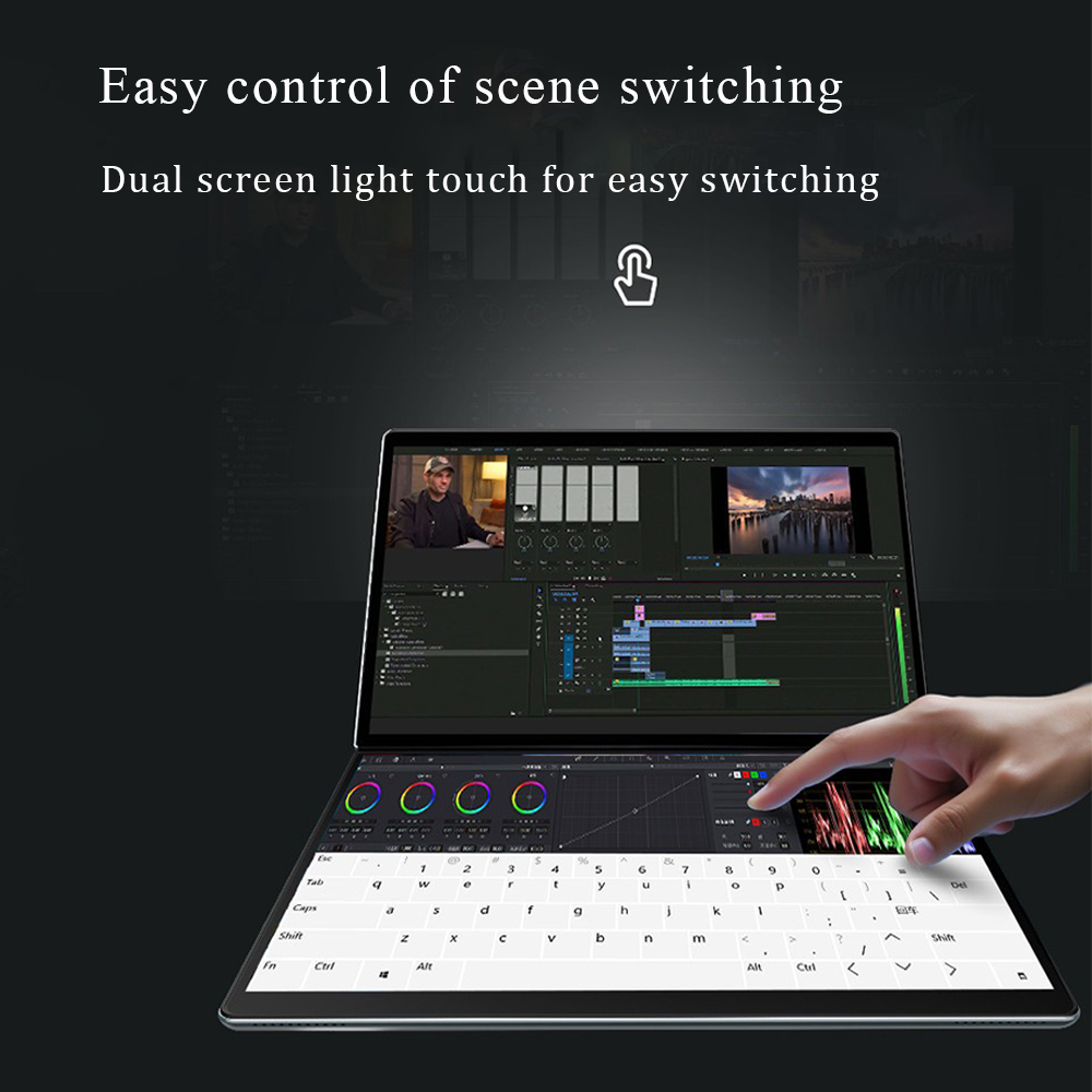 Dual Screen Laptop - 2-in-1 Foldable Portable Computer with Dual 10.95inch IPS Touchscreens