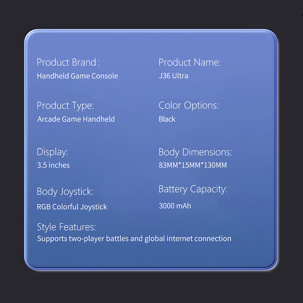J36 Ultra Game Console Supports Two-Player Battles and Global Internet Connection