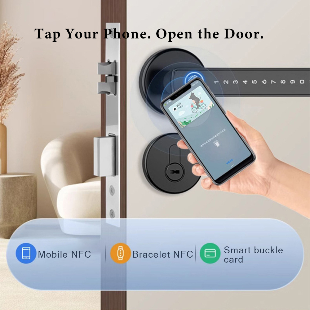 BDI Smart Door Lock 8 Unlock Methods Fingerprint NFC Key Card Wi-Fi Remote Tuya App Control