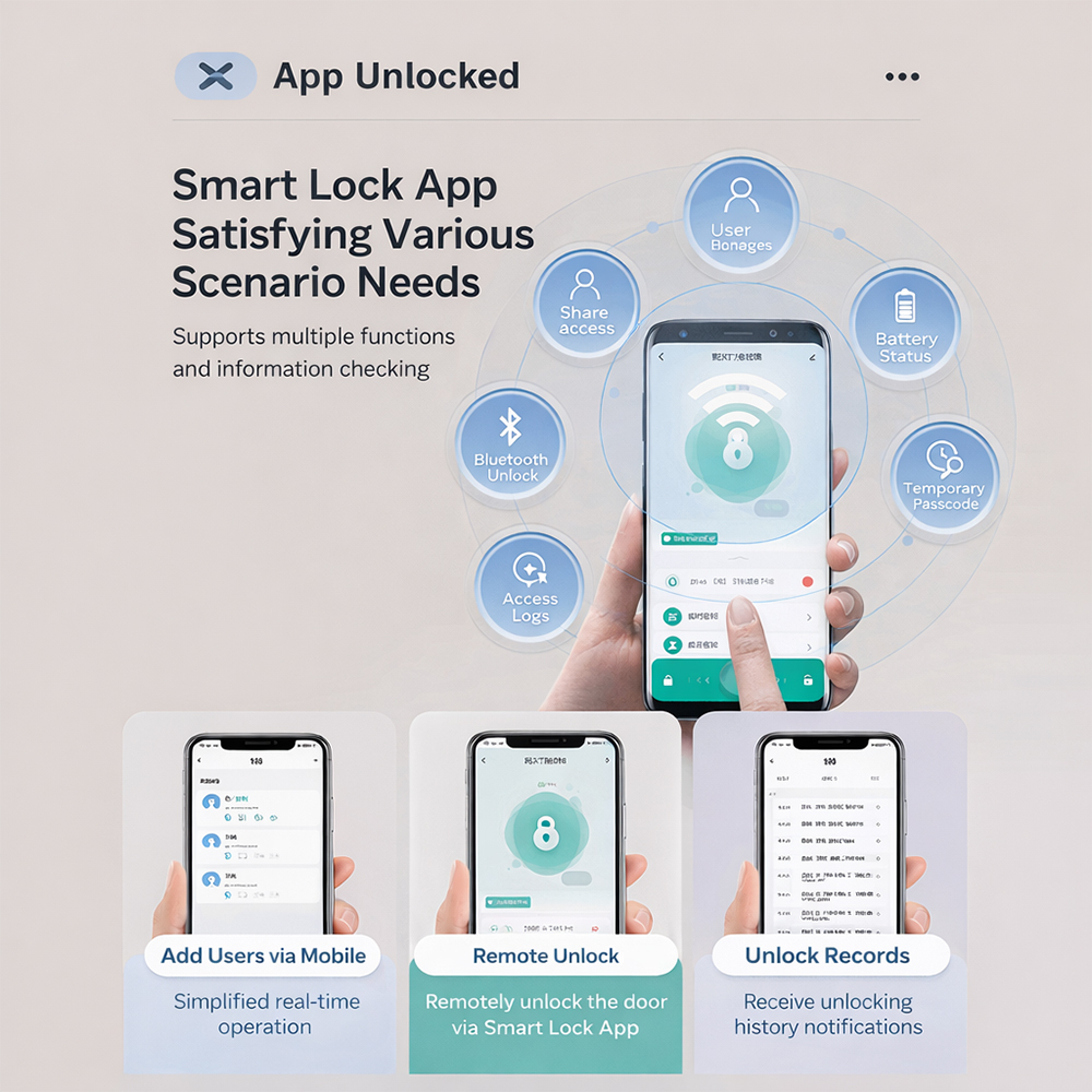 BDI Smart Door Lock 8 Unlock Methods Fingerprint NFC Key Card Wi-Fi Remote Tuya App Control
